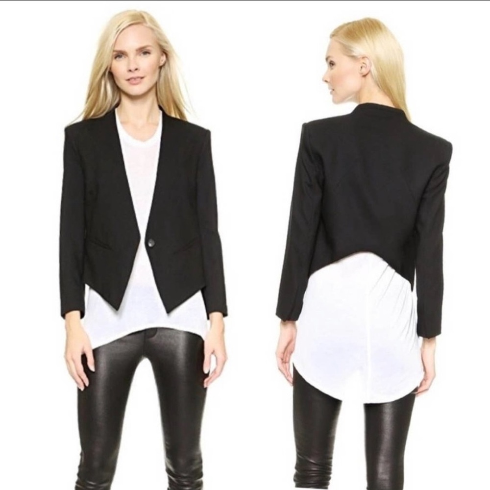 Helmut Lang Smoking Tux Cropped Blazer Sz 6 , Black